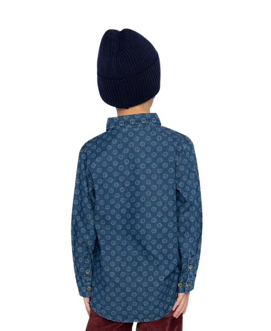 Рубашка из шамбре с принтом Varsity League Deux par Deux, Blue Smiley Print — фото 4