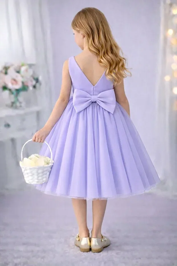 Детское платье для девочек сатиновое Suneh, Lilac — фото 2