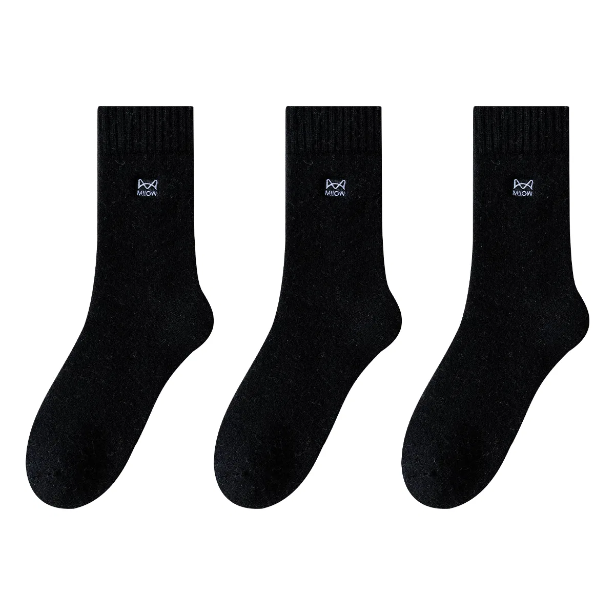 Детские носки с длинным голенищем, комплект из 3 пар, Black, MIIOW