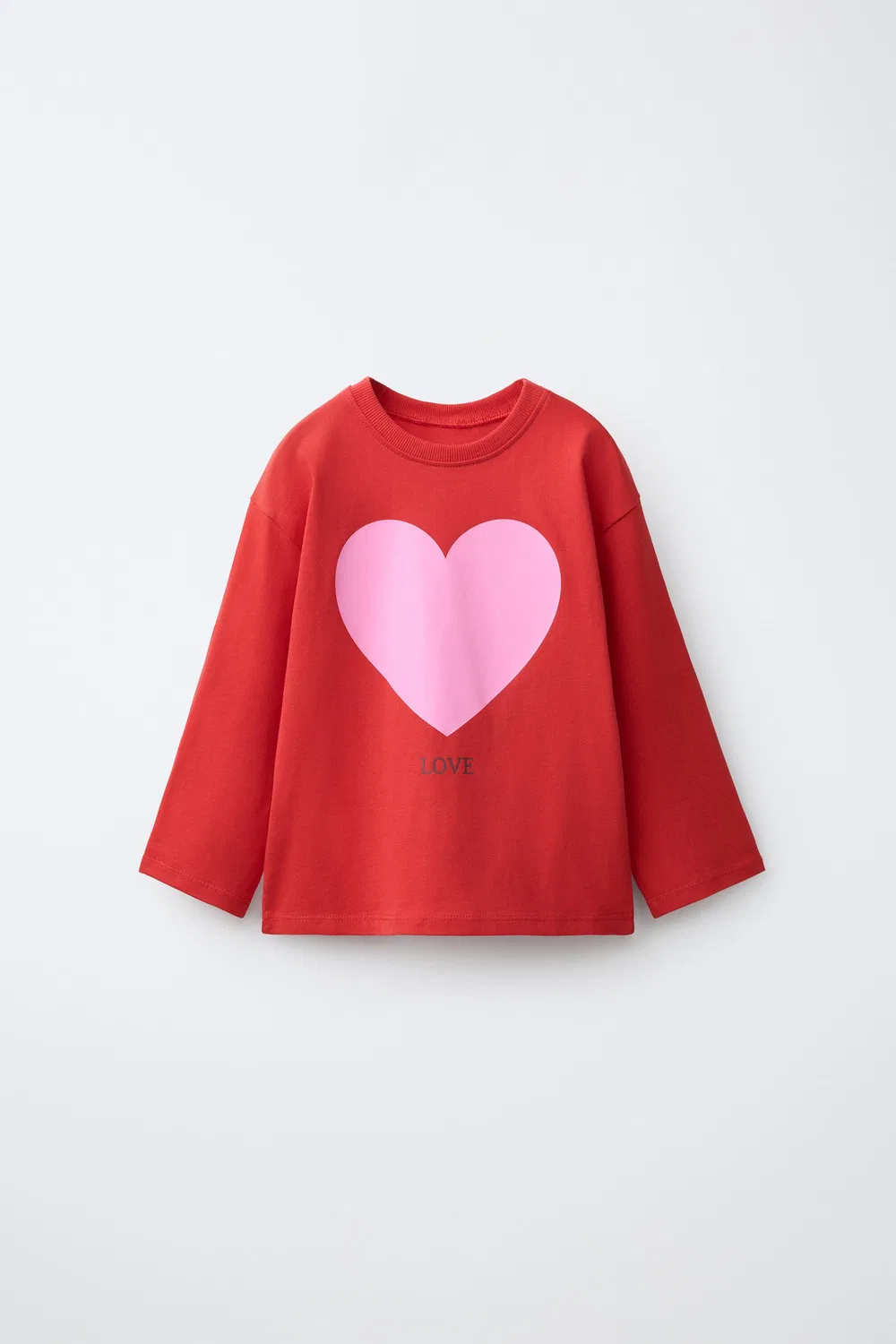 Футболка с принтом в виде сердечек ZARA, Red