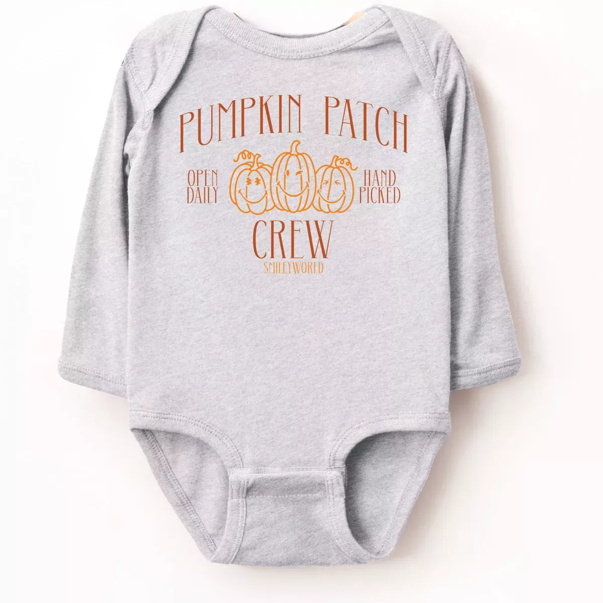 Детское боди для девочек с длинным рукавом SmileyWorld Pumpkin Patch Crew The Juniper Shop, Heather Grey