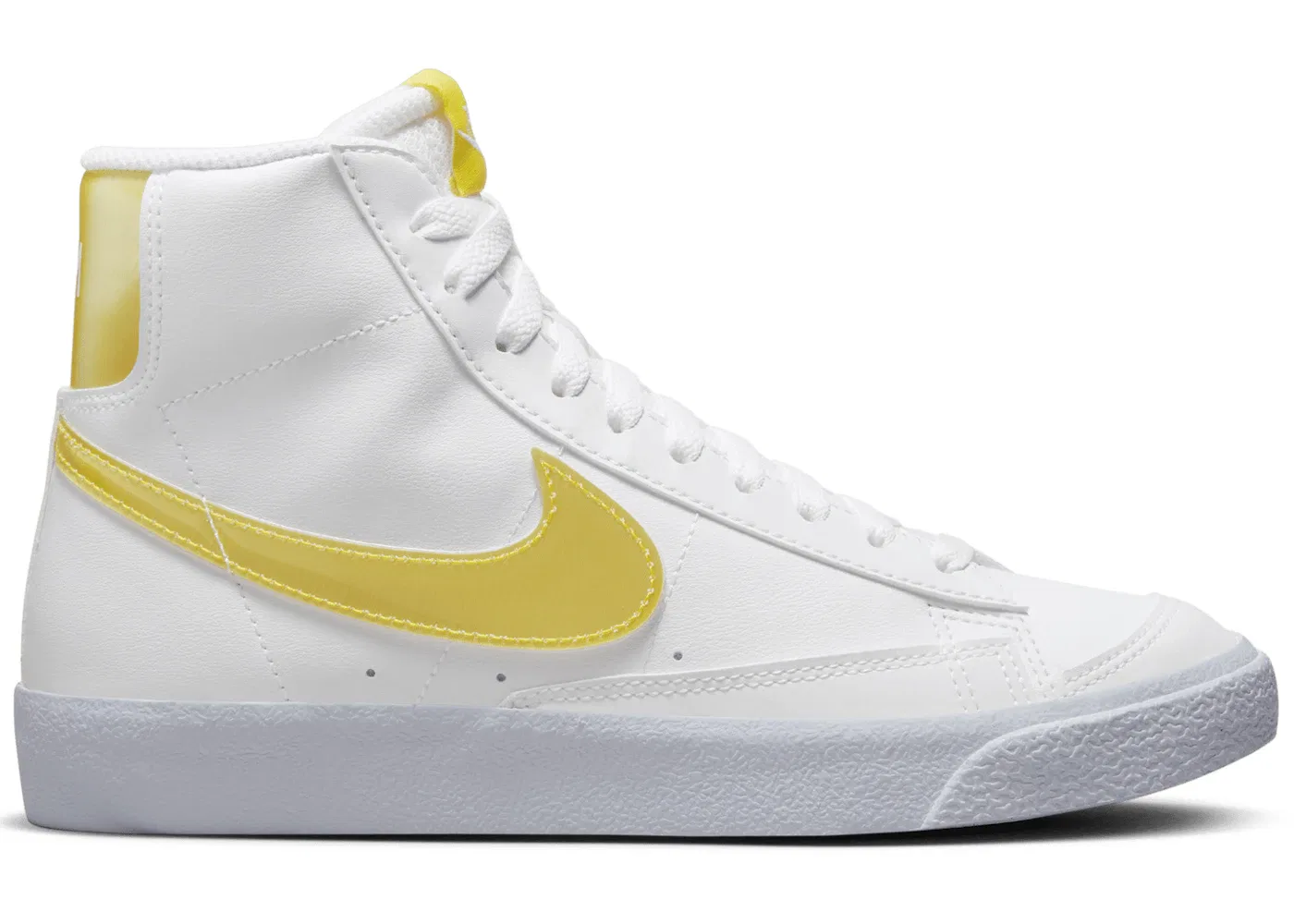 Детские кроссовки для мальчиков и девочек с принтом Nike Blazer Mid Next Nature, White/Citron Tint/Speed Yellow/Vivid Orange