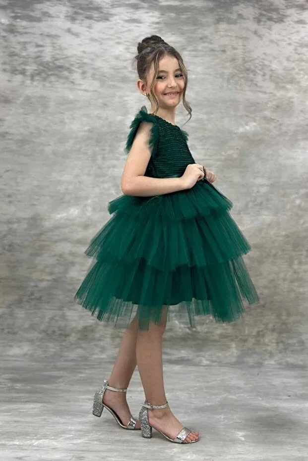 Детское платье для девочек с блестками Katkat Glitter Green Kids Evening Gown Birthday Party Wedding Dress 4/7 Aby260 Abiyekids, Green — фото 4
