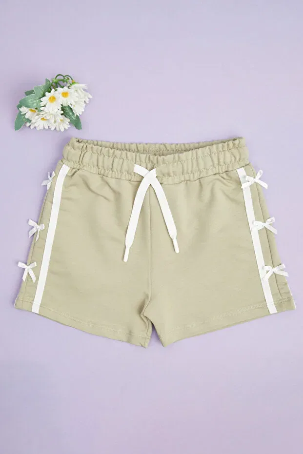 Детские шорты для девочек с поясом на резинке Fulla Moda, Green