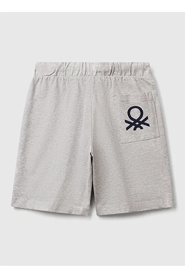 Детские шорты для мальчиков с принтом Regular waist regular fit gray melange boy's shorts 3bl0c903l Benetton, Gray Melange — фото 3