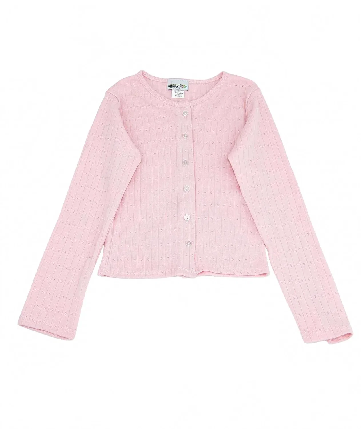 Детский кардиган с длинным рукавом Kiki Pointelle Cheryl Creations, розовый — фото 3