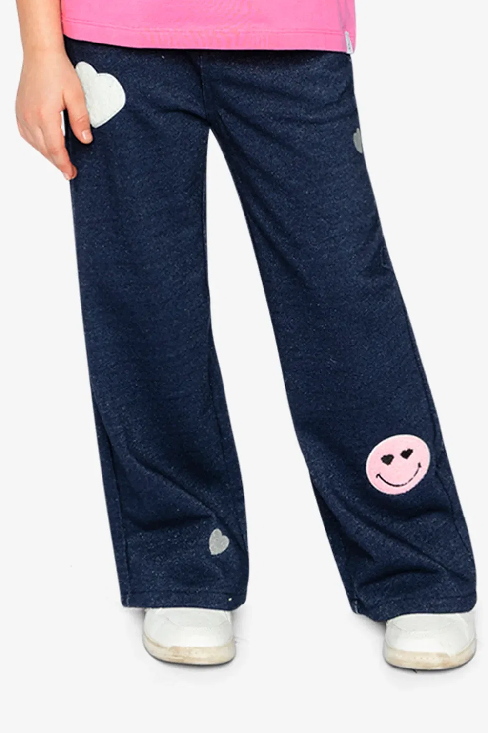 Детские брюки из футера с аппликациями Deux par Deux, Navy Blue Denim — фото 3