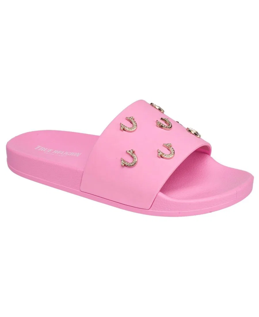 Сандалии-слайды с блестящим логотипом Kash Bling Horseshoe True Religion, Blush