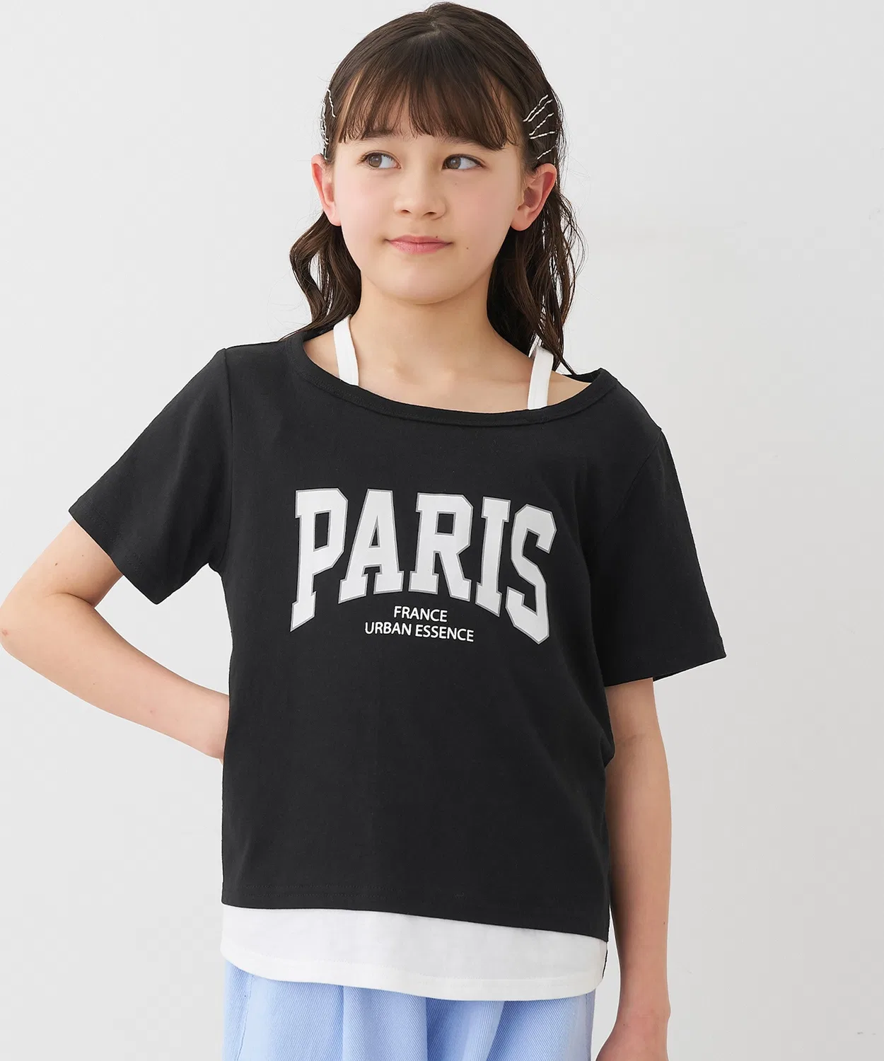 Coca（coca） Детская футболка с длинным рукавоми принтом, Layered T-Shirt, coca, Black
