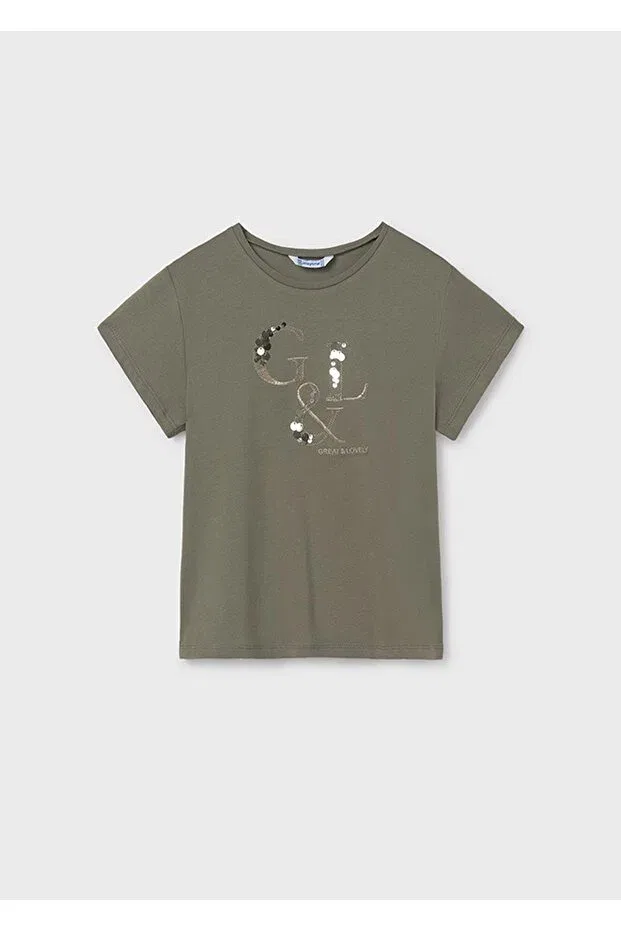 Детская футболка для девочек с принтом Summer Girl's T-Shirt Mayoral, Khaki