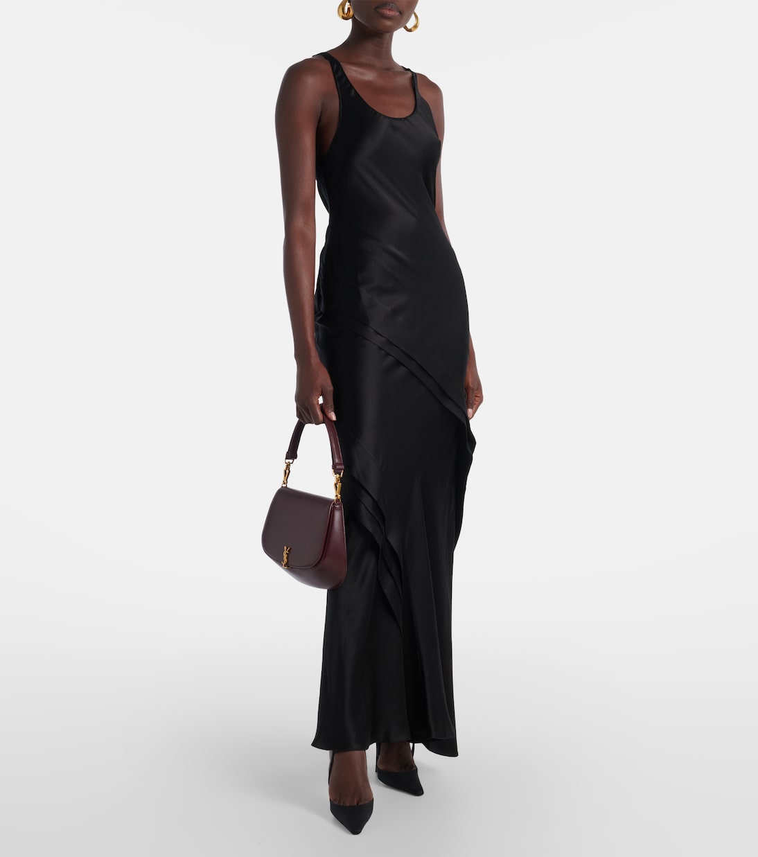 Платье-комбинация из шелкового атласа Saint Laurent, Noir — фото 2