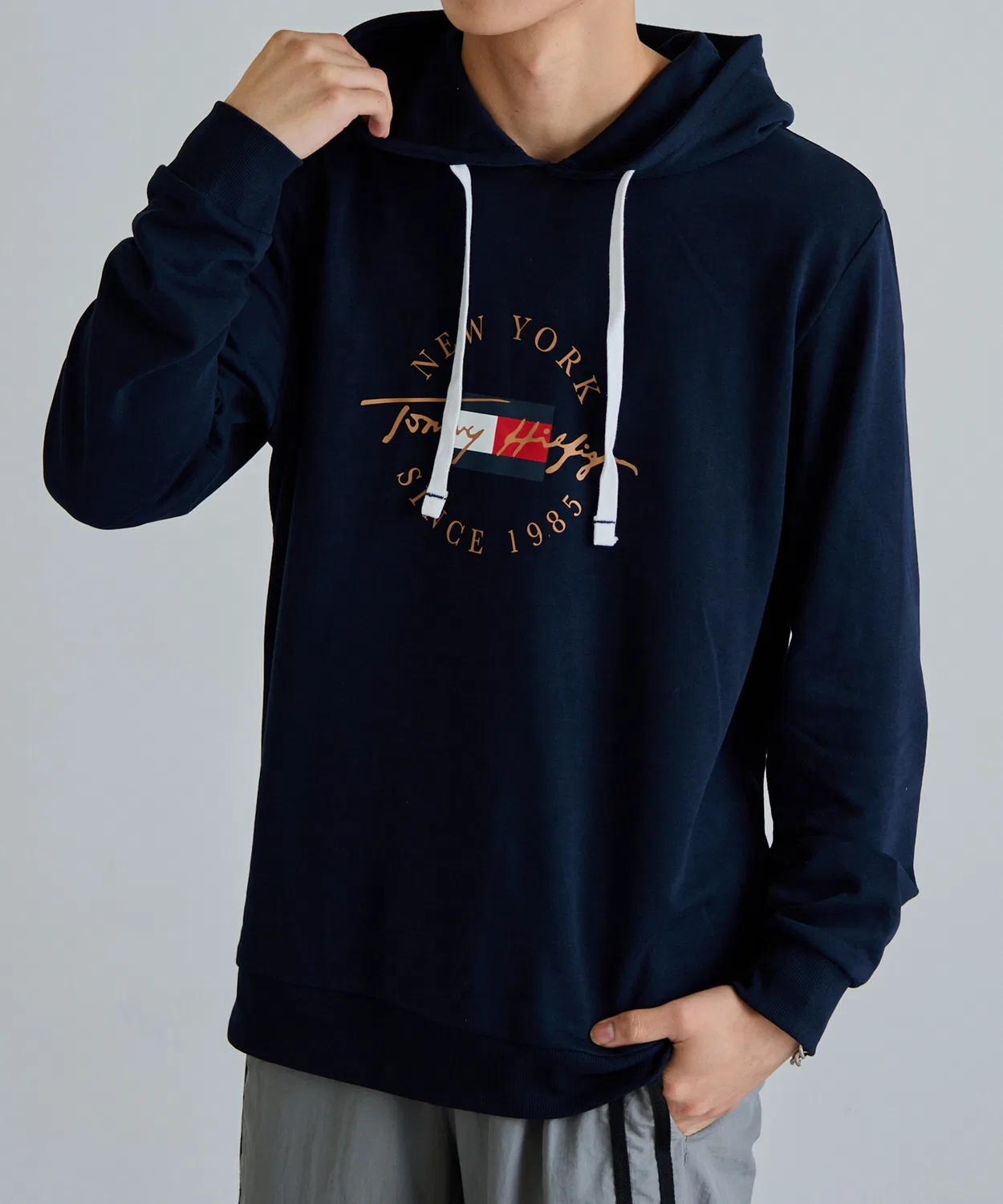 Мужская худи с длинным рукавомTOMMY HILFIGER, Navy