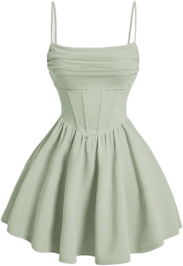 Женское приталенное платье без рукавов с запахом Generic, Mint Green