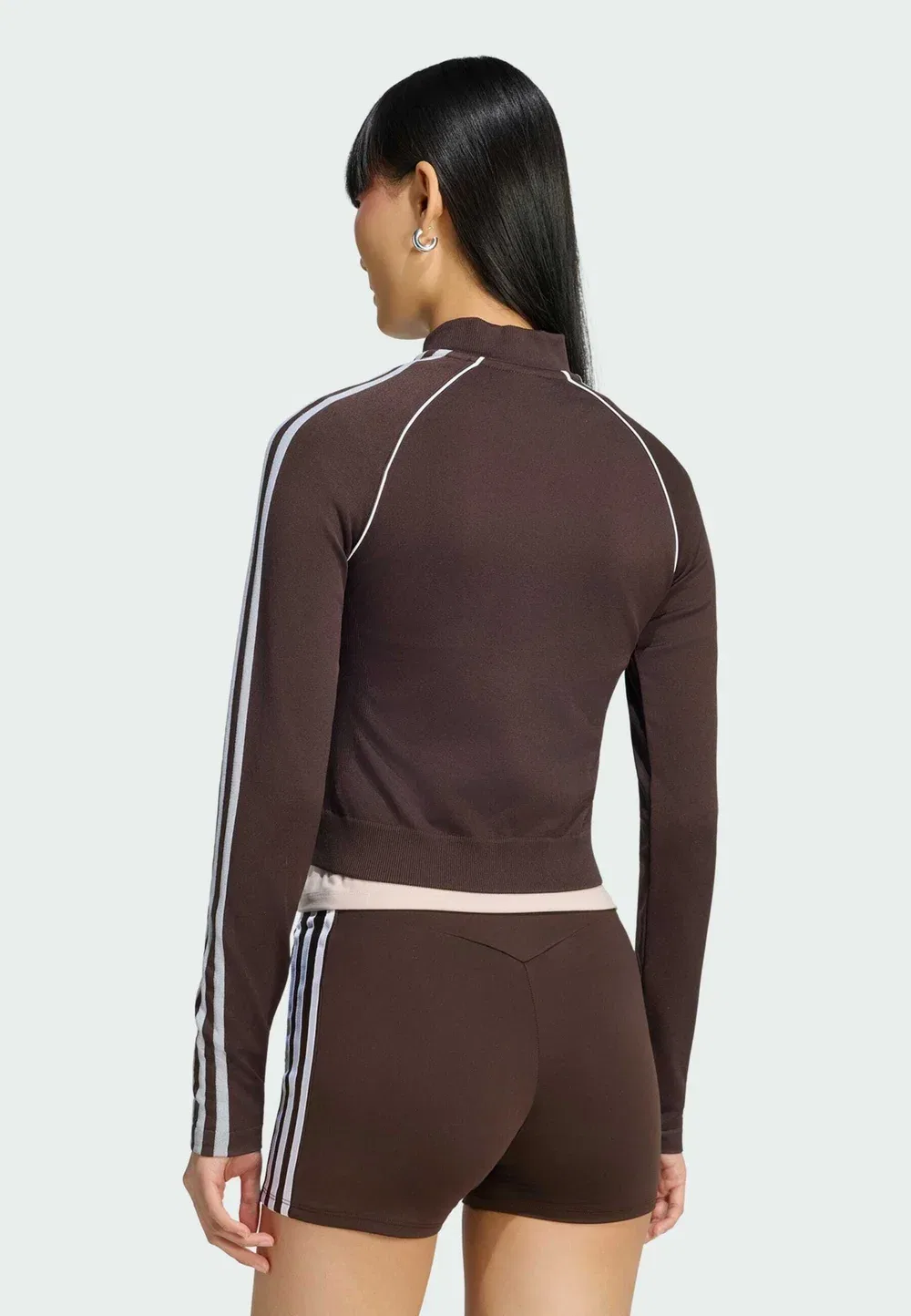Спортивная футболка Essentials с тремя полосками, бесшовная, на молнии Adidas Originals, Aurora Coffee — фото 2