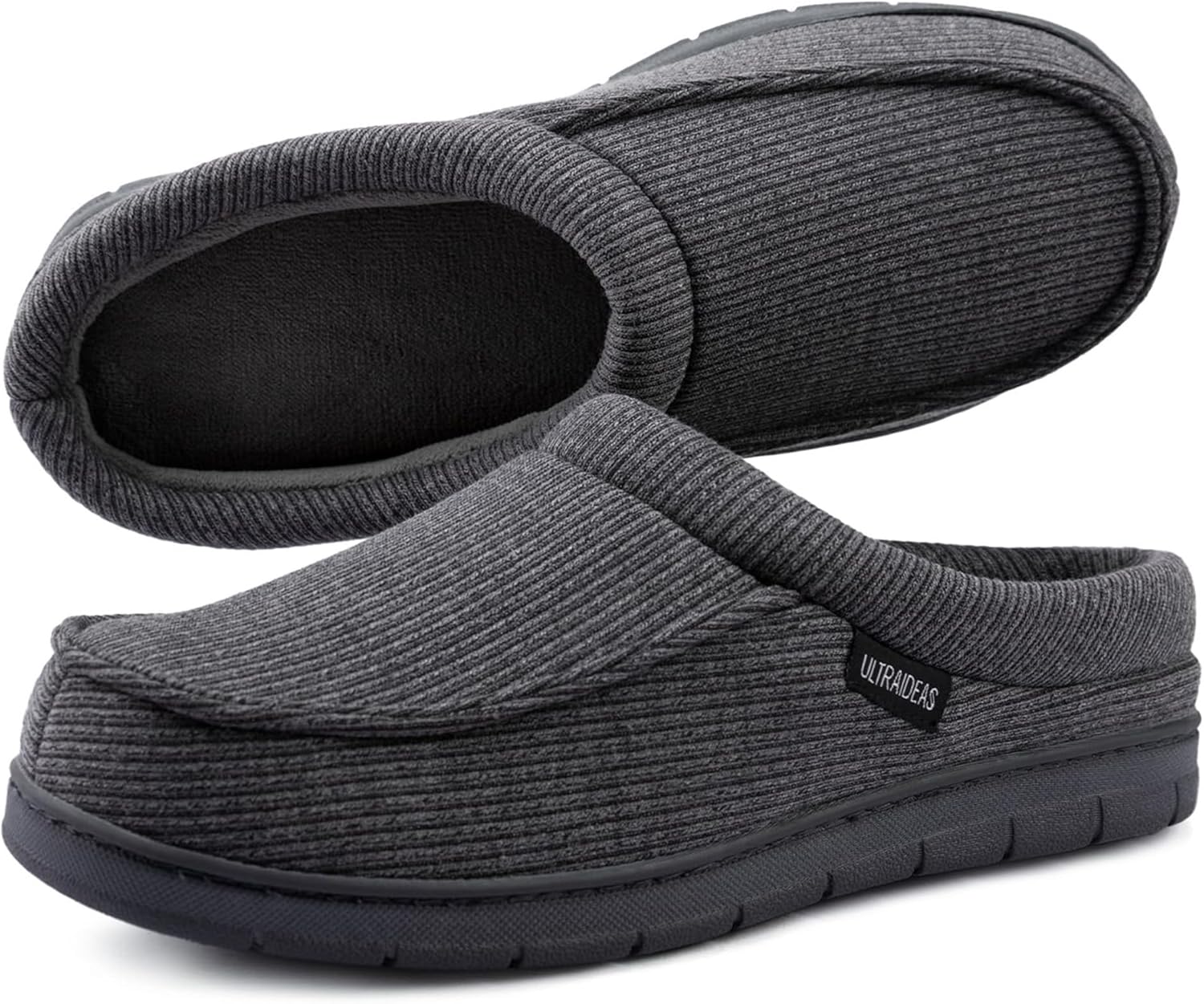 

Мужские теплые пушистые мокасины-сабо ULTRAIDEAS, удобные зимние домашние тапочки для дома и улицы, серый