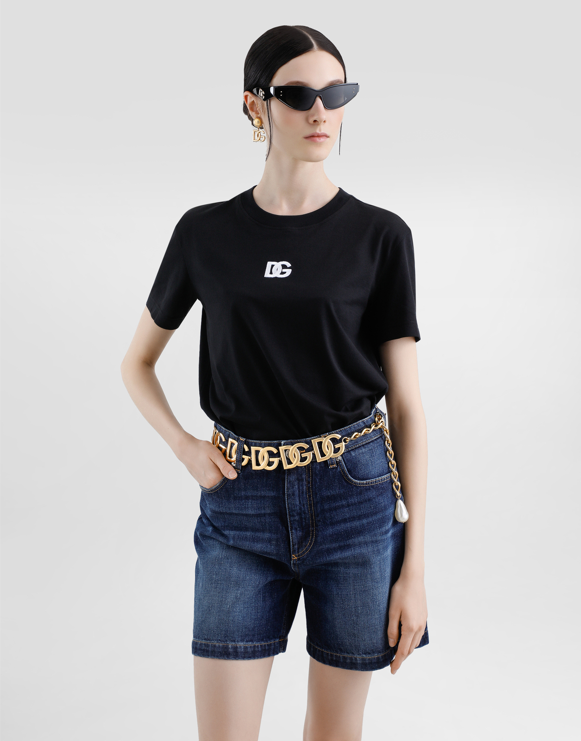 Футболка из джерси с вышивкой логотипа dg Dolce & Gabbana, черный — фото 4