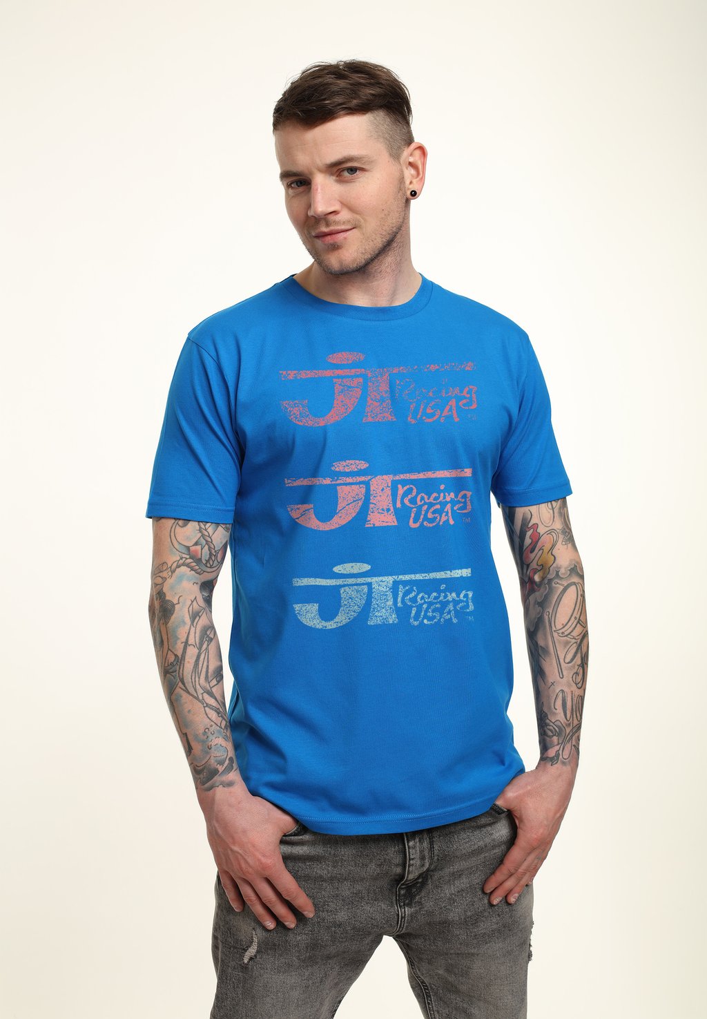 

Футболка с принтом JT RACING FADED TRIO OF LOGOS Henry Tiger, цвет Royal Blue