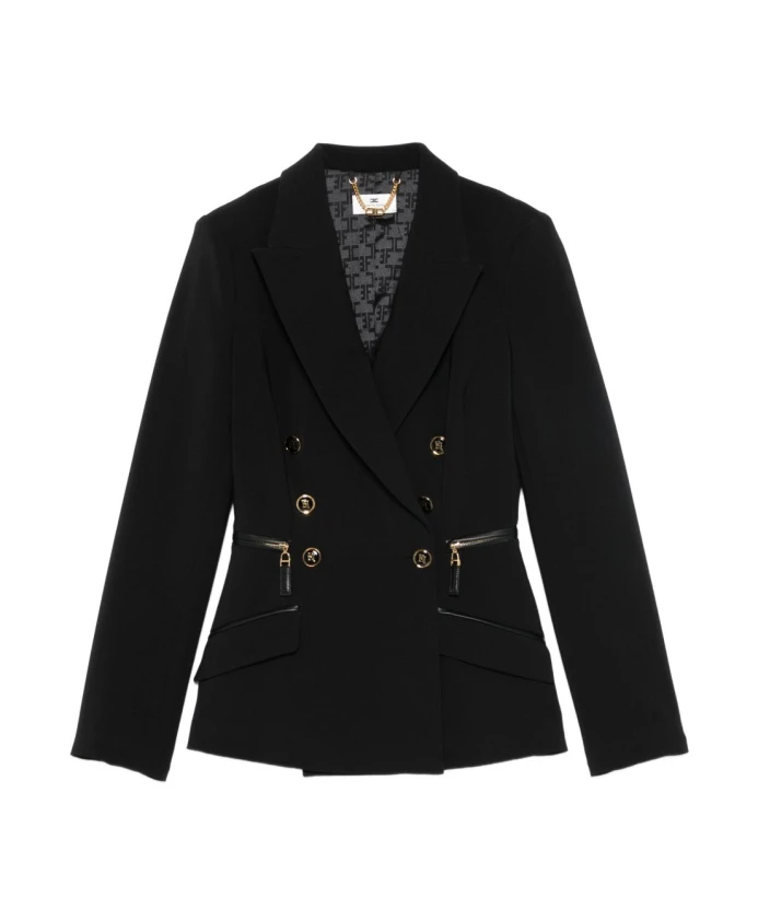 

Черный двубортный пиджак с золотыми пуговицами Elisabetta Franchi, черный