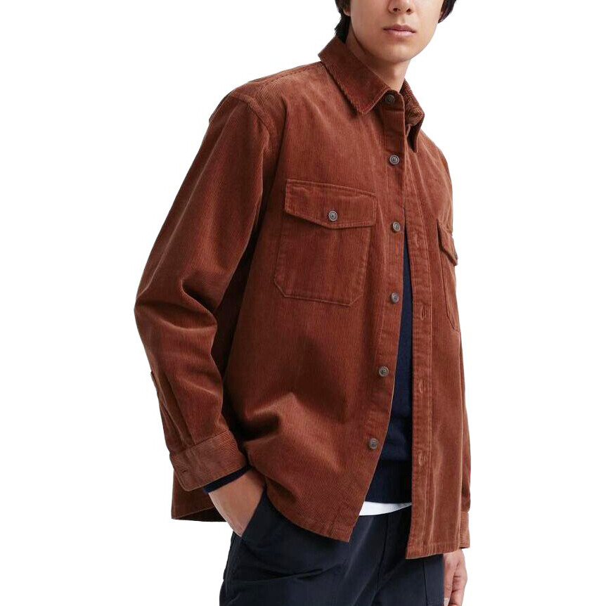 Рубашка унисекс оранжево-красная -26 Uniqlo, красный — фото 3