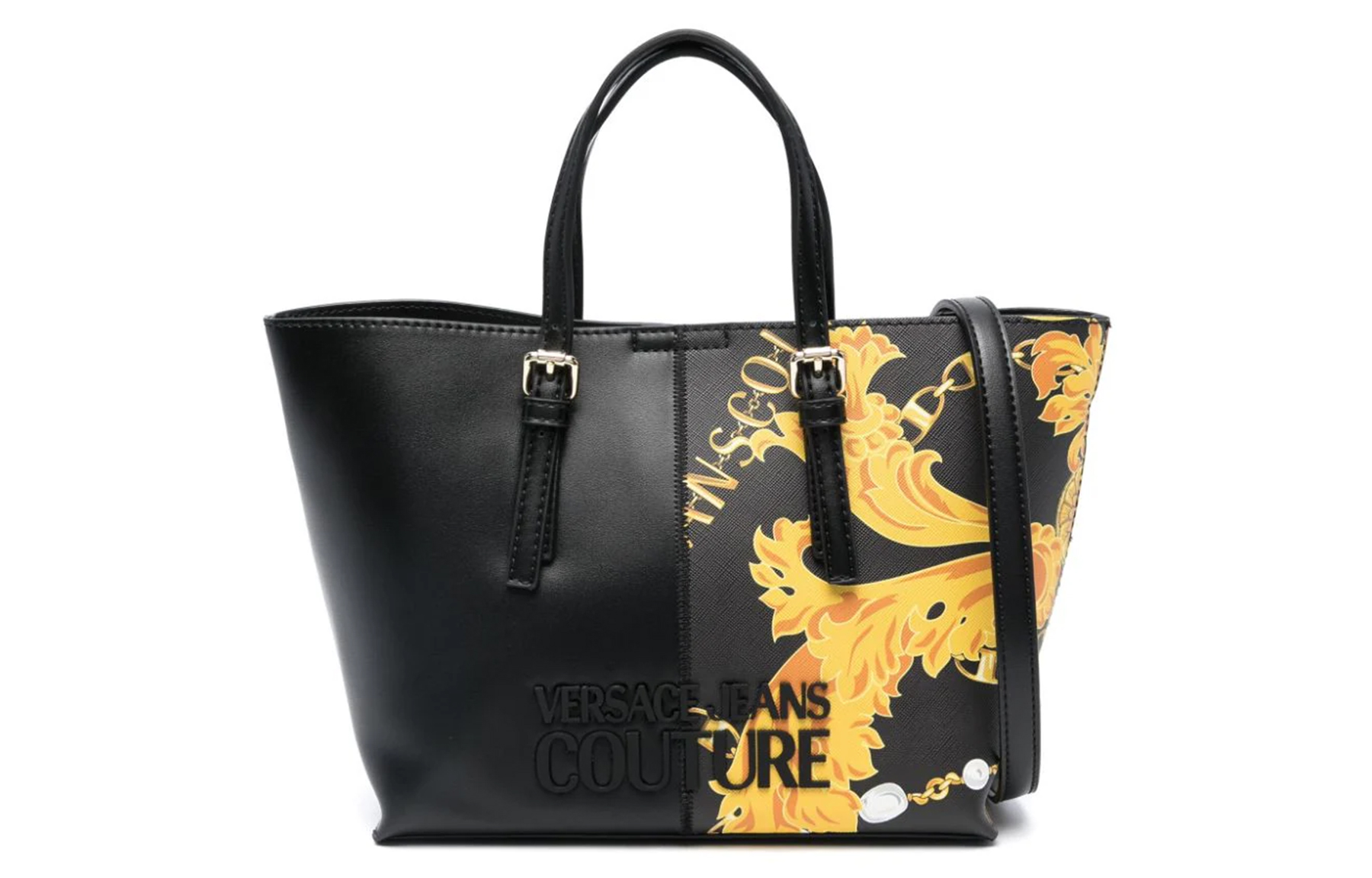 

VERSACE JEANS COUTURE Искусственная кожаная сумка тоут Шоппер Женская черная с золотом