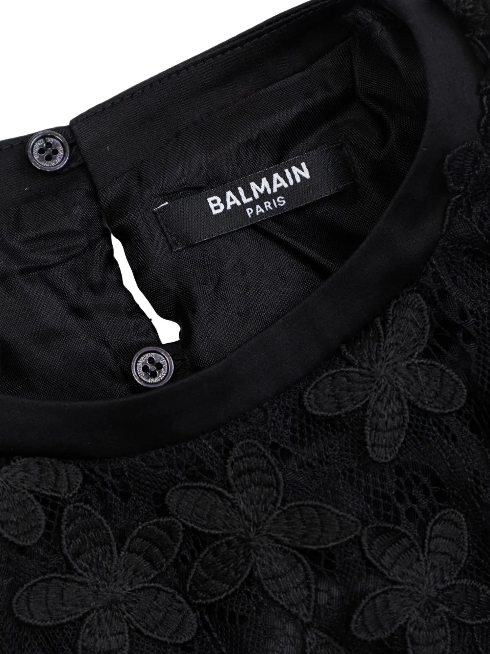 Платье из цветочного кружева Balmain Kids, черный — фото 4