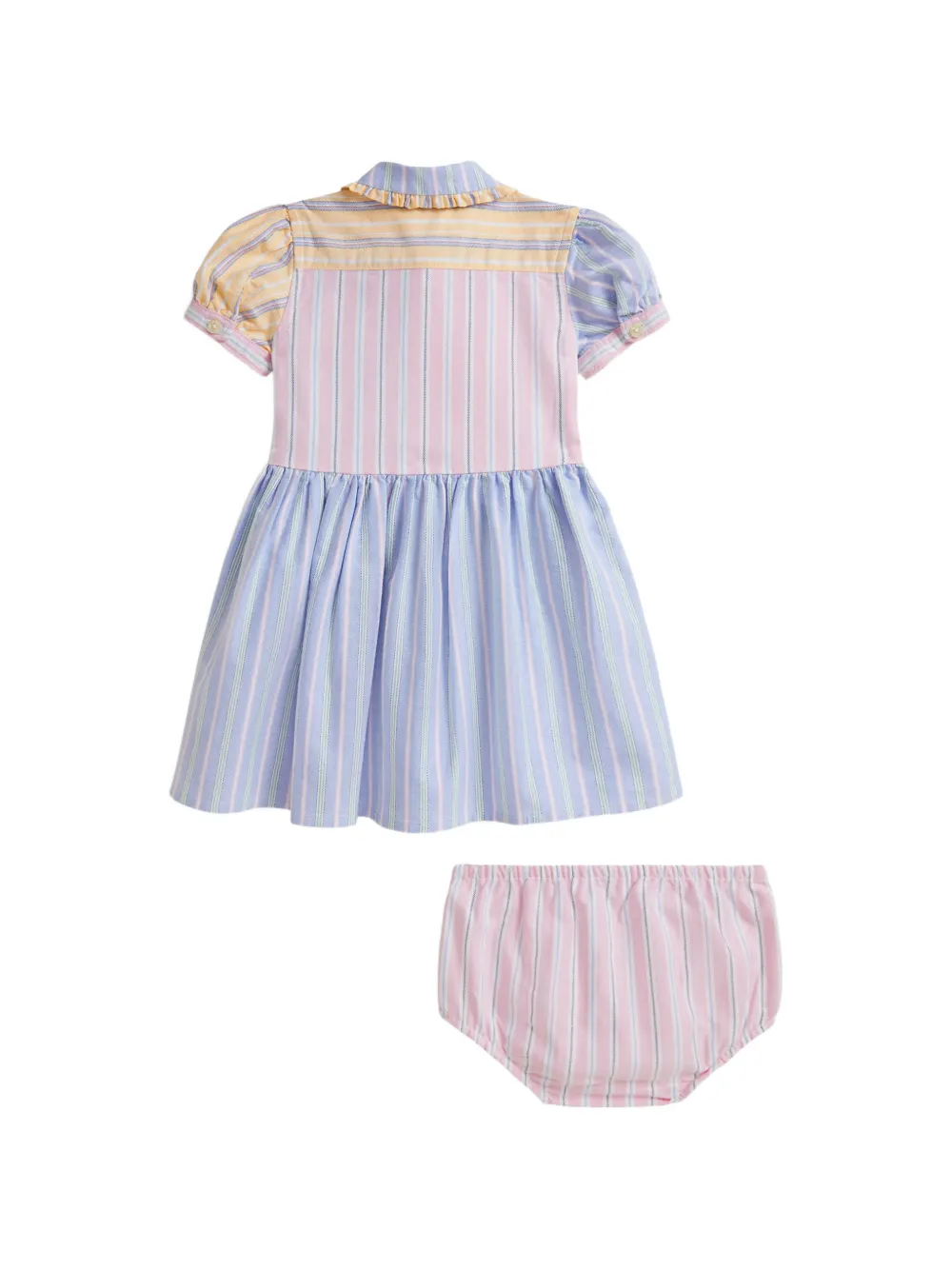 Комплект из платья и блумеров в полоску Polo Ralph Lauren Kids, розовый — фото 2