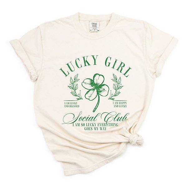 

Lucky girl social club clover - женская футболка с принтом Simply Sage Market, Ivory