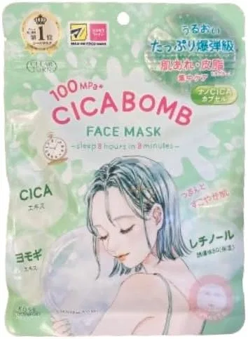 Маска для лица Kose — CLEAR TURN CICA BOMB FACE MASK успокаивающая с травяным ароматом