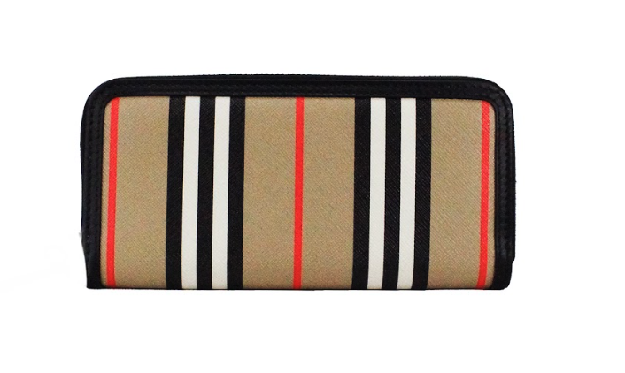 

Кошелек Ellerby Continental Black Leather Icon Stripe Canvas на молнии Burberry