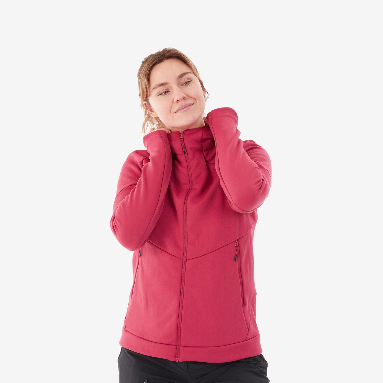 

Флисовая куртка Decathlon для походов с капюшоном — Mh520 Quechua, красный