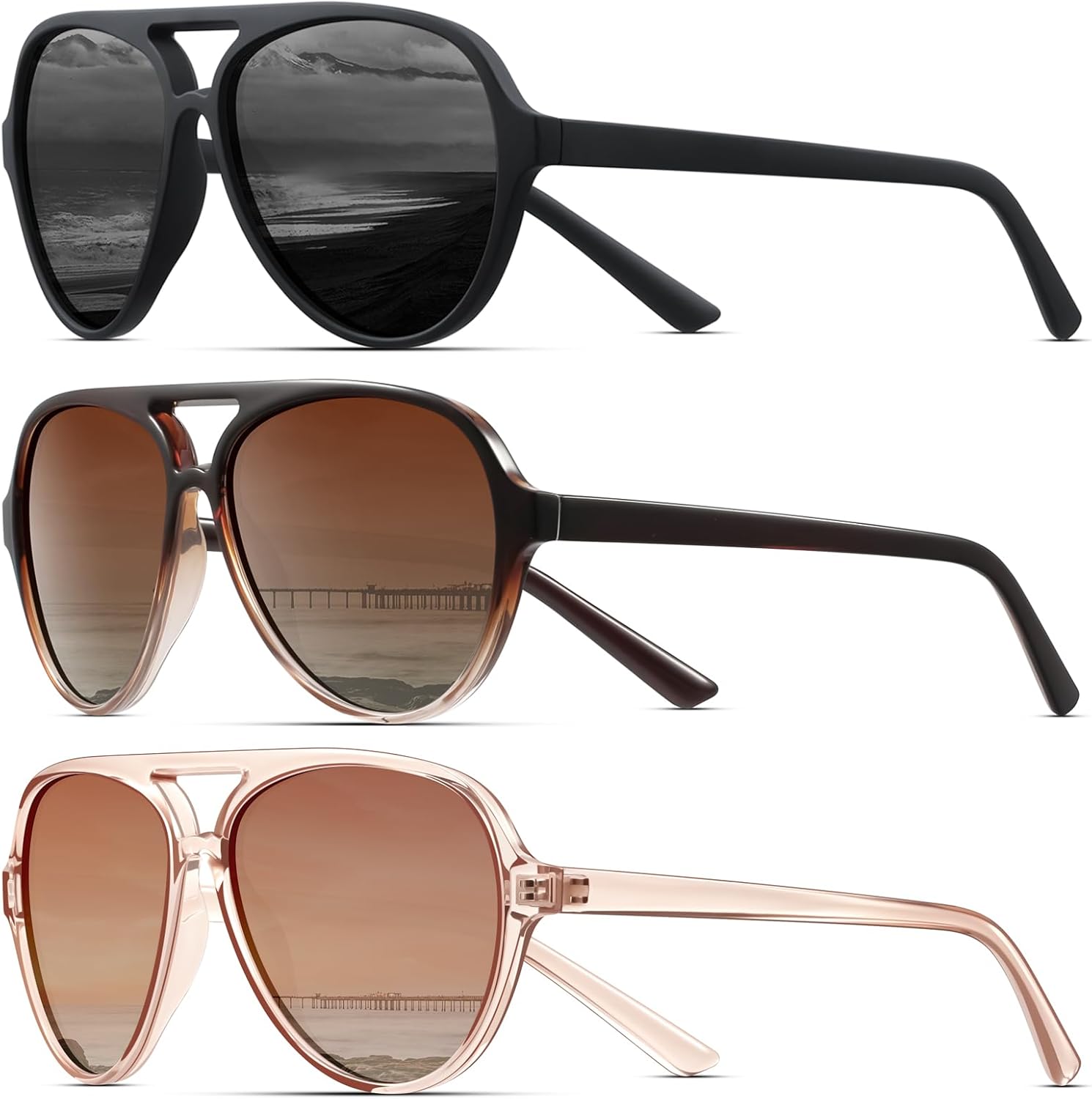 

Женские поляризованные солнцезащитные очки-авиаторы KUGUAOK в спортивном стиле для бега, оправа, предотвращающая спутывание линз, винтажный модный дизайн, Black+tea+gradient Tea Frame