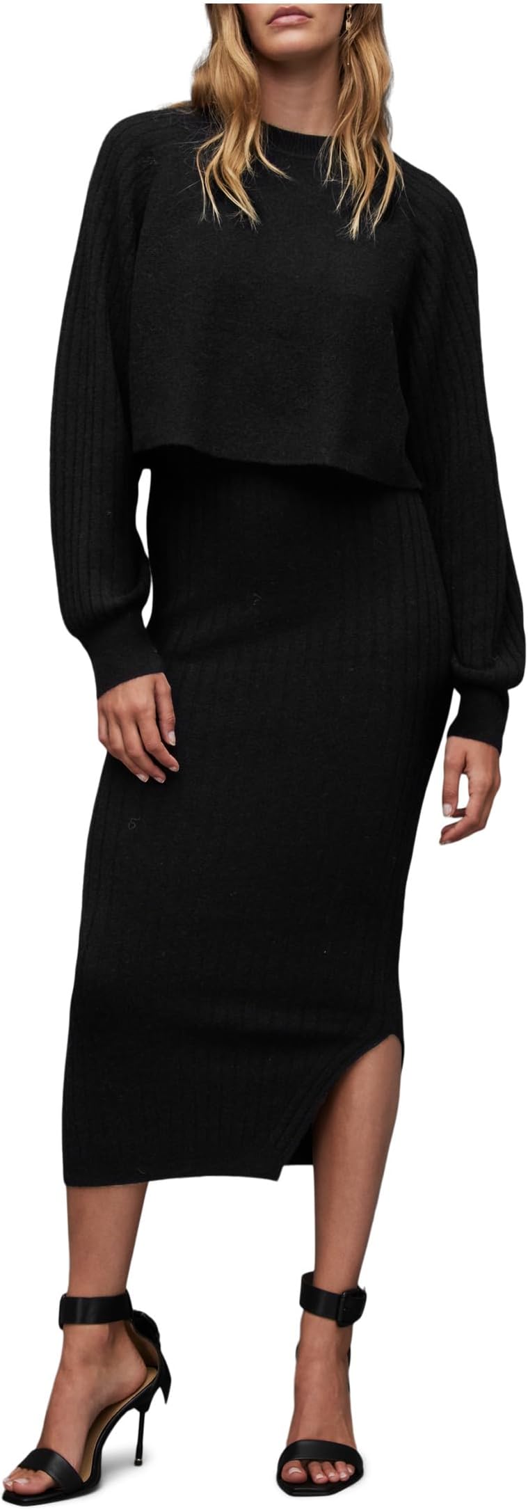 Платье AllSaints Margot Crew Dress, цвет Black 1 — фото 4