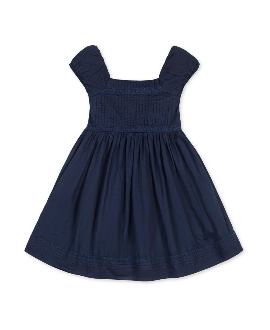 

Детское праздничное платье из органического атласа с пышными рукавами и складками для девочек Hope & Henry, Navy