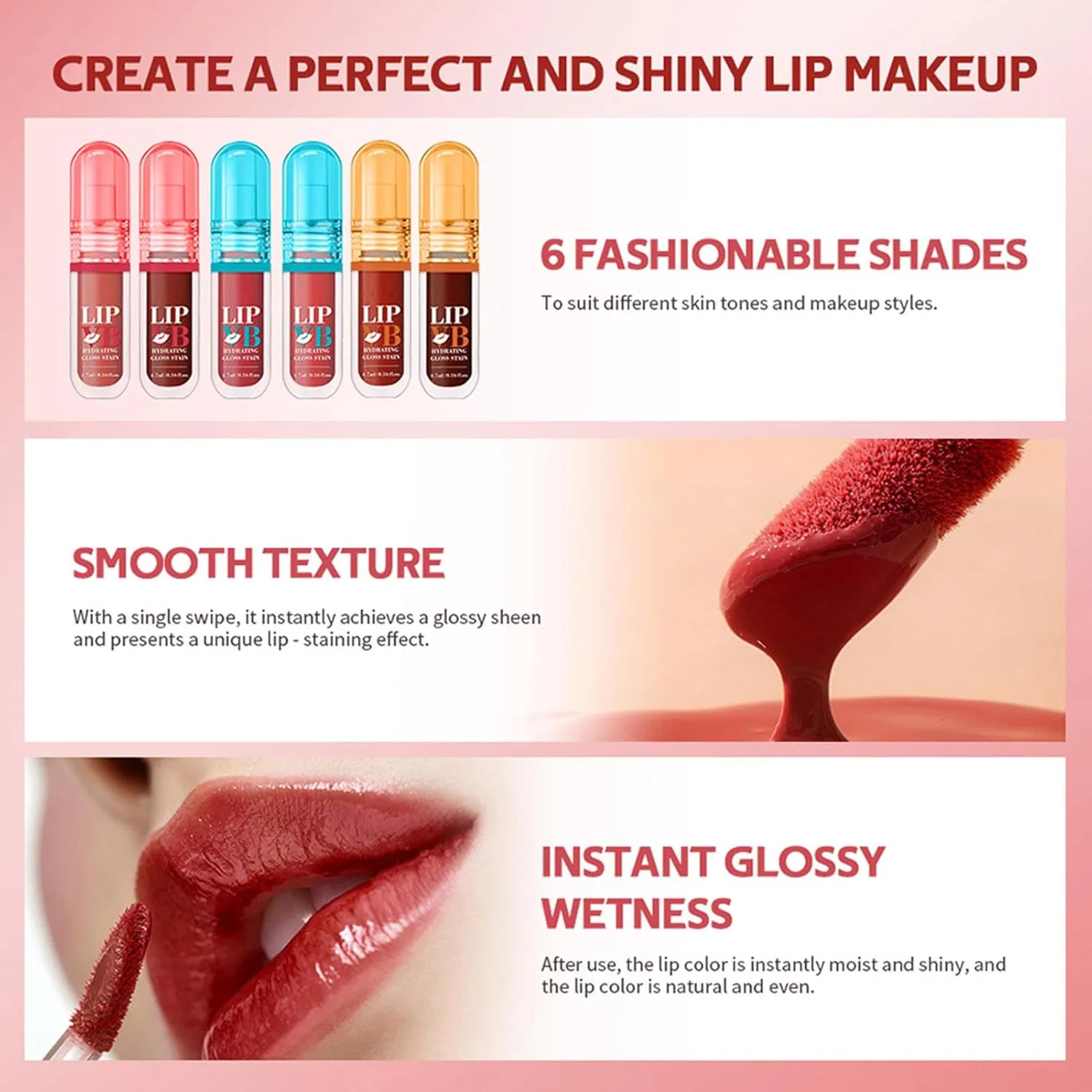 Набор блесков для губ Hydrating Lip Gloss, 6 шт., 4.7 мл, увлажняющий, бесцветный — фото 4