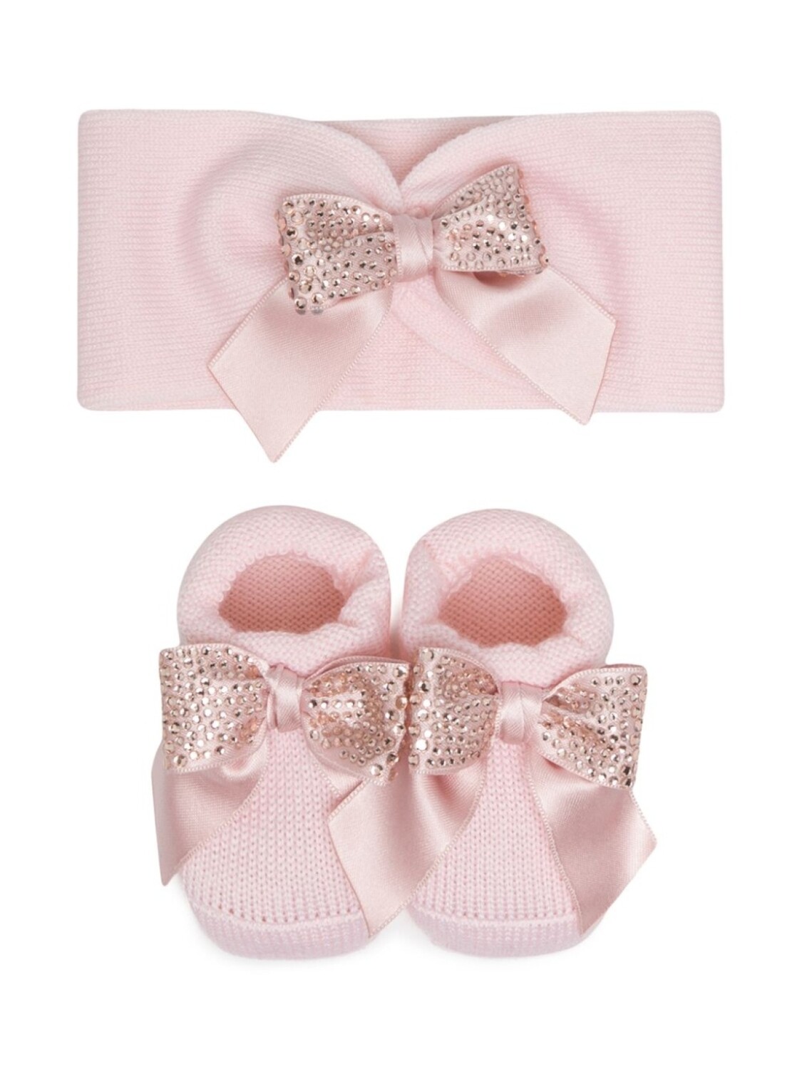 

La Perla Kids вязаный комплект с бантами, розовый