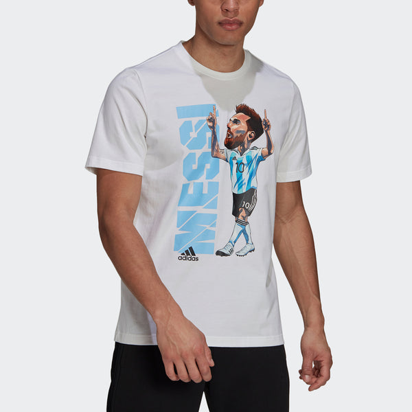 Футболка messi icon t m soccer/football casual sports short sleeve white Adidas, белый — фото 3