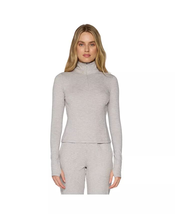 

Женский мягкий топ G Lifestyle с длинным рукавом и молнией 1/4 G Lifestyle Clothing, серый