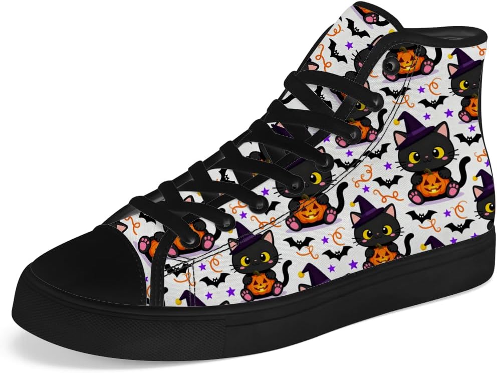 

Мужские и женские высокие кеды с кошкой на тканевой основе, высокие кроссовки на шнуровке, повседневная обувь Chebing, белый