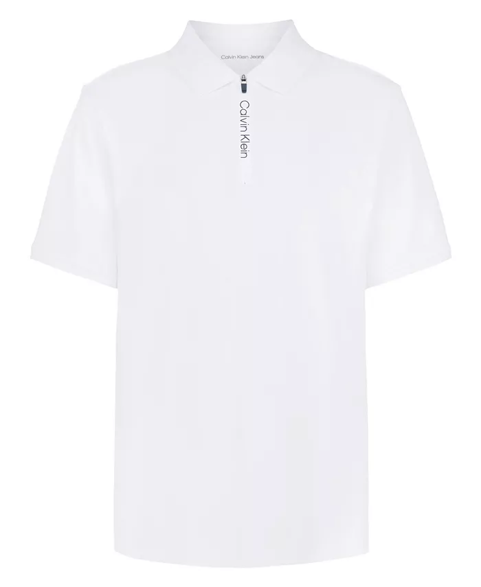 

Мальчиковая поло с молнией спереди, размеры 8-20 Calvin Klein, белый
