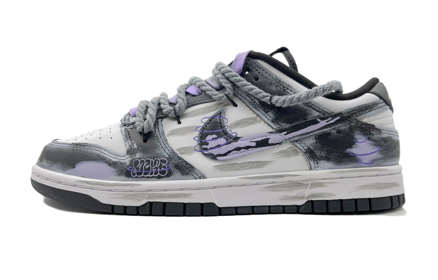 

Кроссовки Nike Dunk Skateboarding Shoes Unisex Low-top Black/grey/purple, фиолетовый