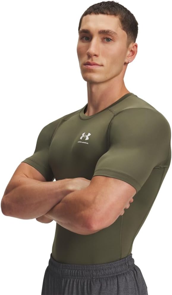 

Мужская компрессионная футболка с коротким рукавом HeatGear от Under Armour, (391) Marine Od Green/White, Белый, Мужская компрессионная футболка с коротким рукавом HeatGear от Under Armour, (391) Marine Od Green/White