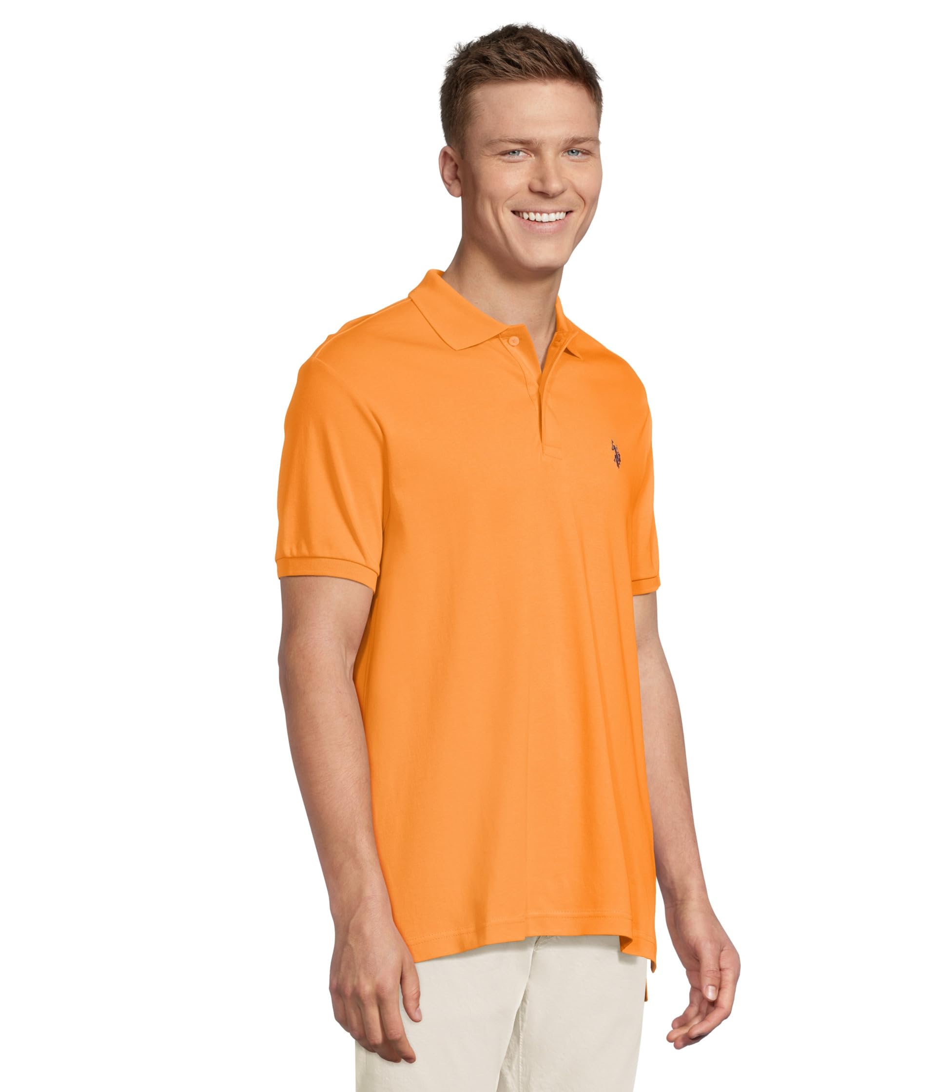 Поло U.S. POLO ASSN. Solid Interlock Polo, оранжевый — фото 2