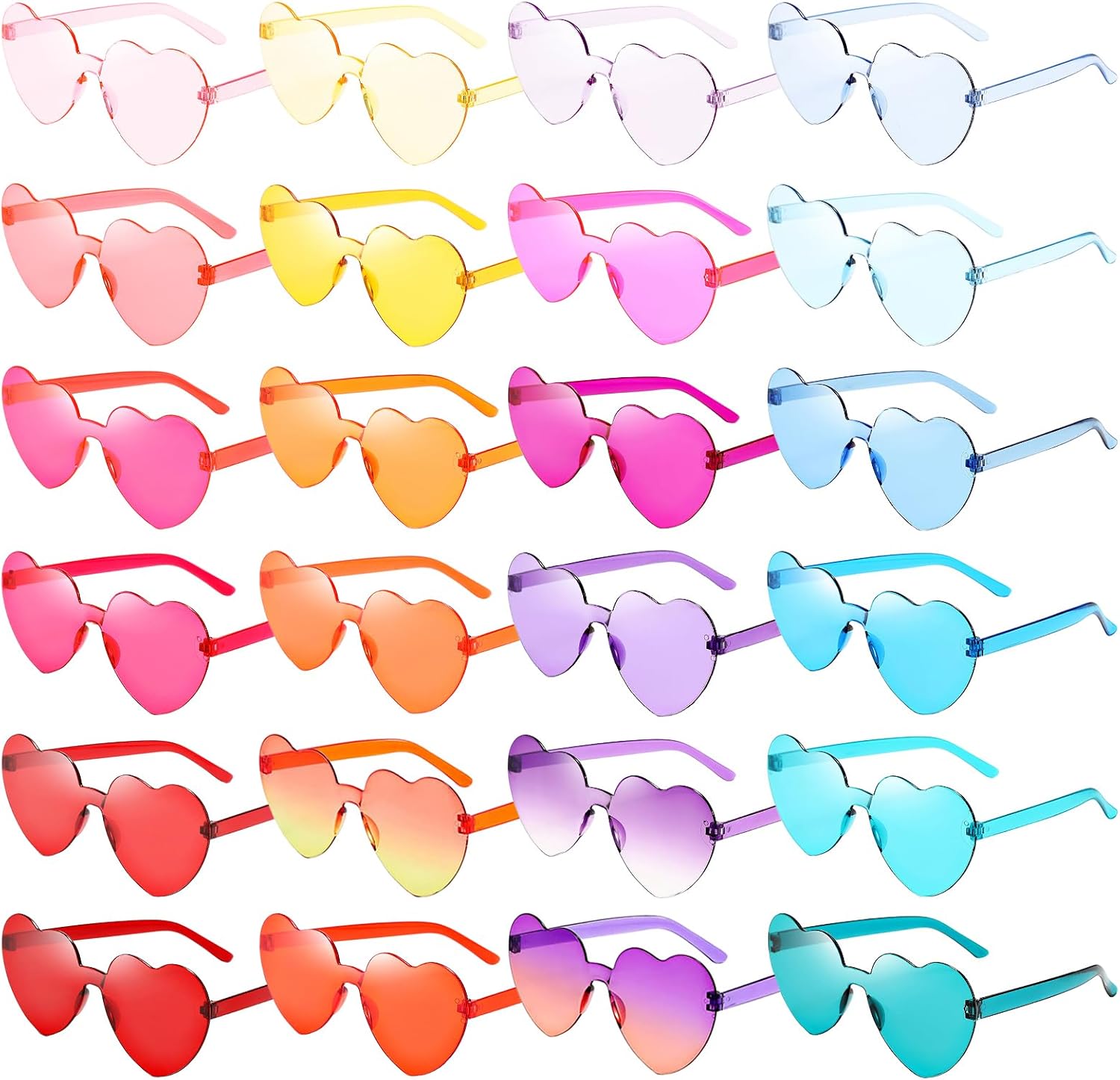 

Набор из 24 солнцезащитных очков Pibupibu в форме звезды/сердца/бабочки/пламени, без оправы, яркие и забавные, идеально подходят для женщин в качестве сувениров для вечеринок, Multicolor
