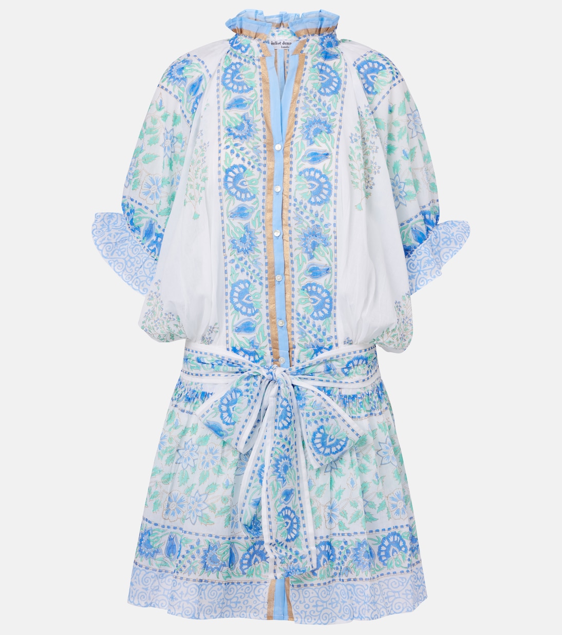 

Мини-платье из хлопка с узором пейсли Juliet Dunn, White/Periwinkle