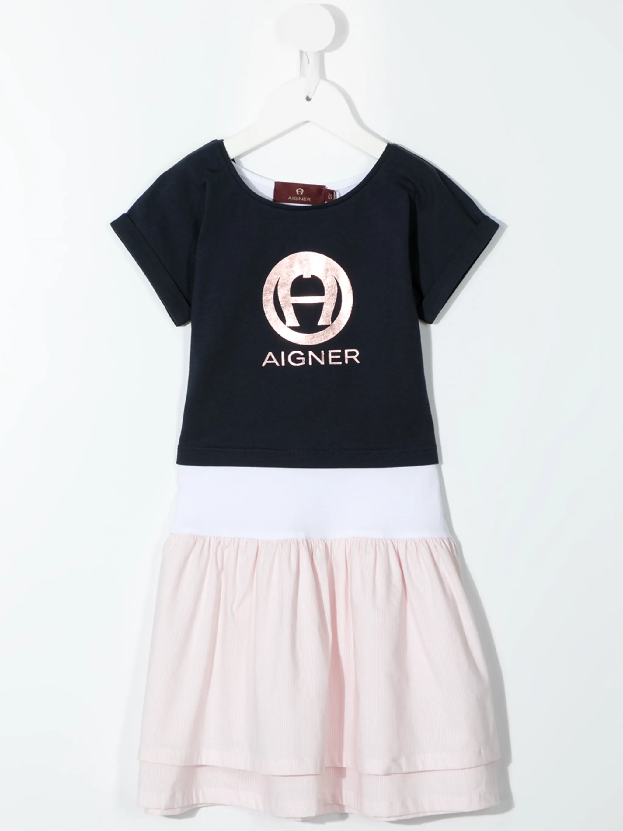 Многослойное платье-футболка А-силуэта Aigner Kids, синий — фото 2