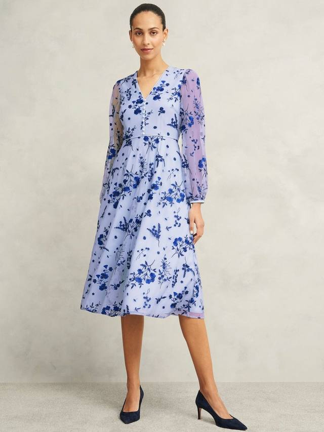 

Миниатюрное платье эллы в цветочек Hobbs, цвет Midnight Blue