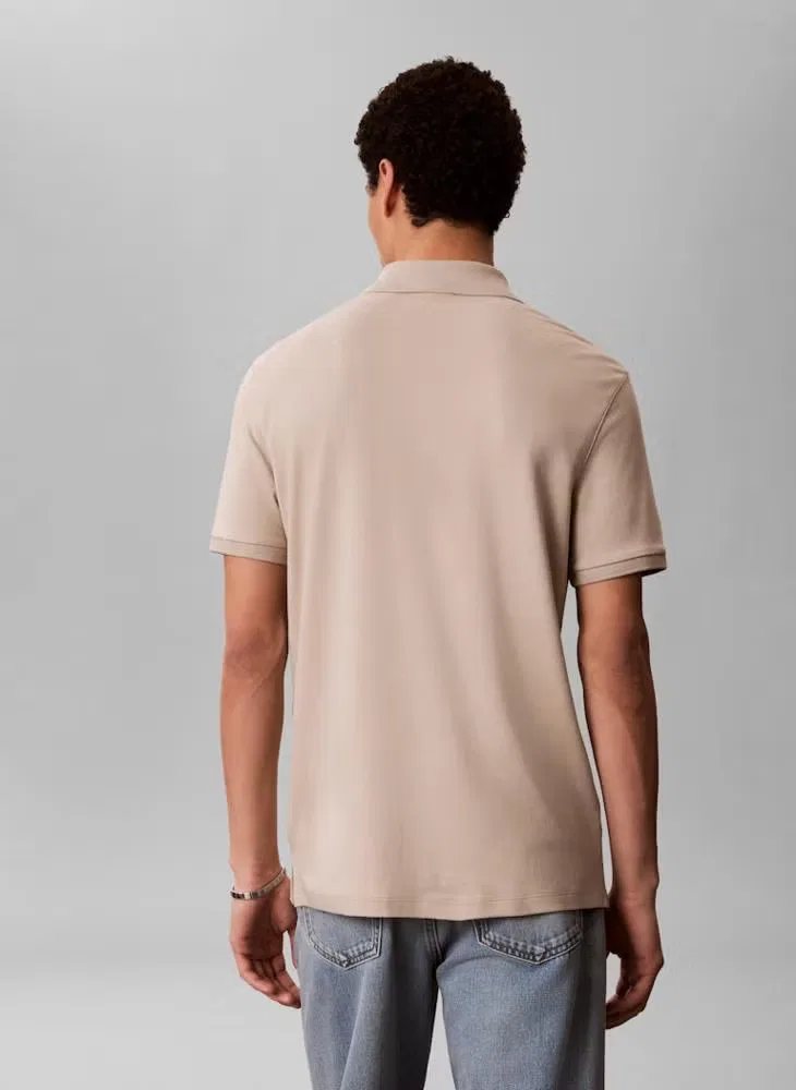Поло с застежкой-молнией Slim Calvin Klein, бежевый — фото 2