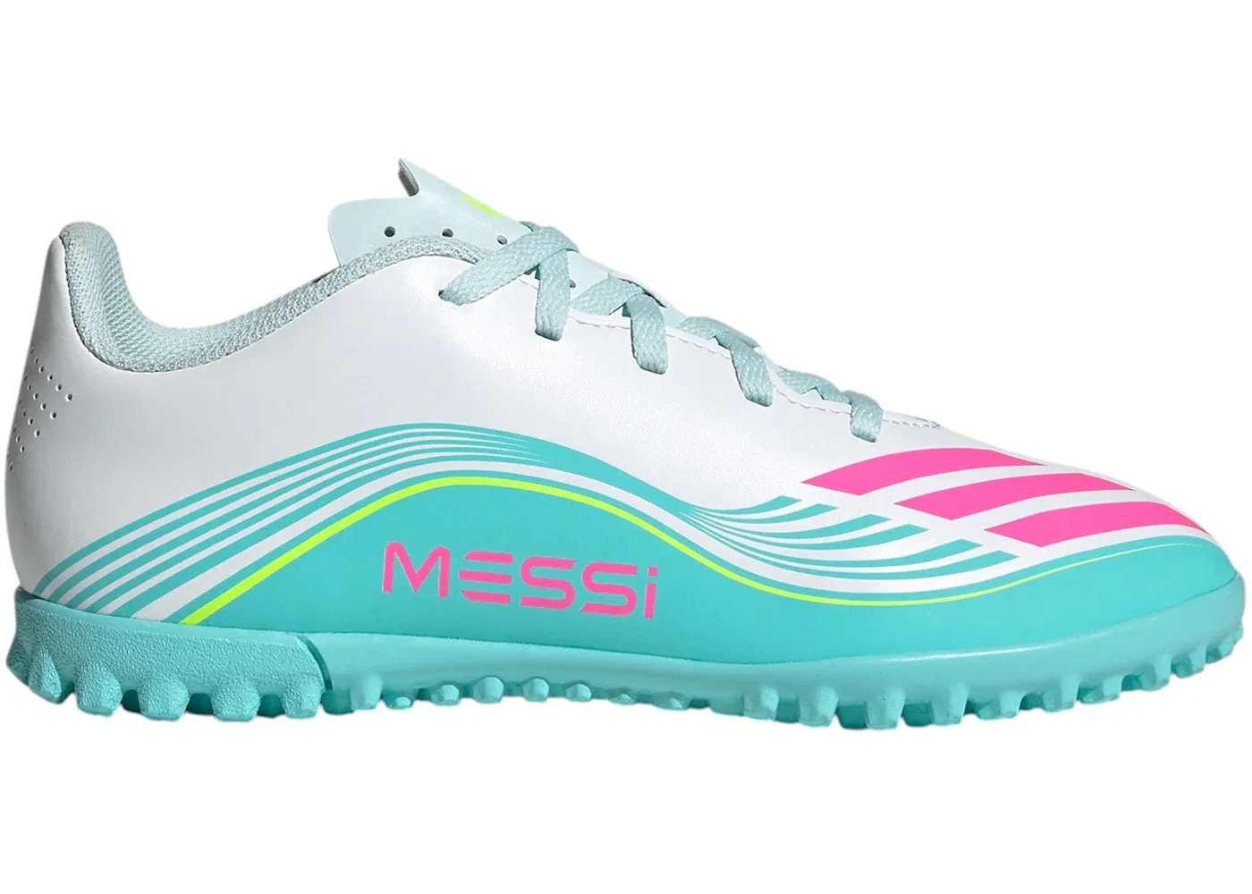 Детские кроссовки с турфом F50 Club TF Adidas, Cloud White/Lucid Pink/Flash Aqua