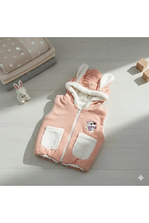 Детская безрукавка для новорожденных с принтом Baby Vest With Rabbit Ears Baby Pattini, Salmon