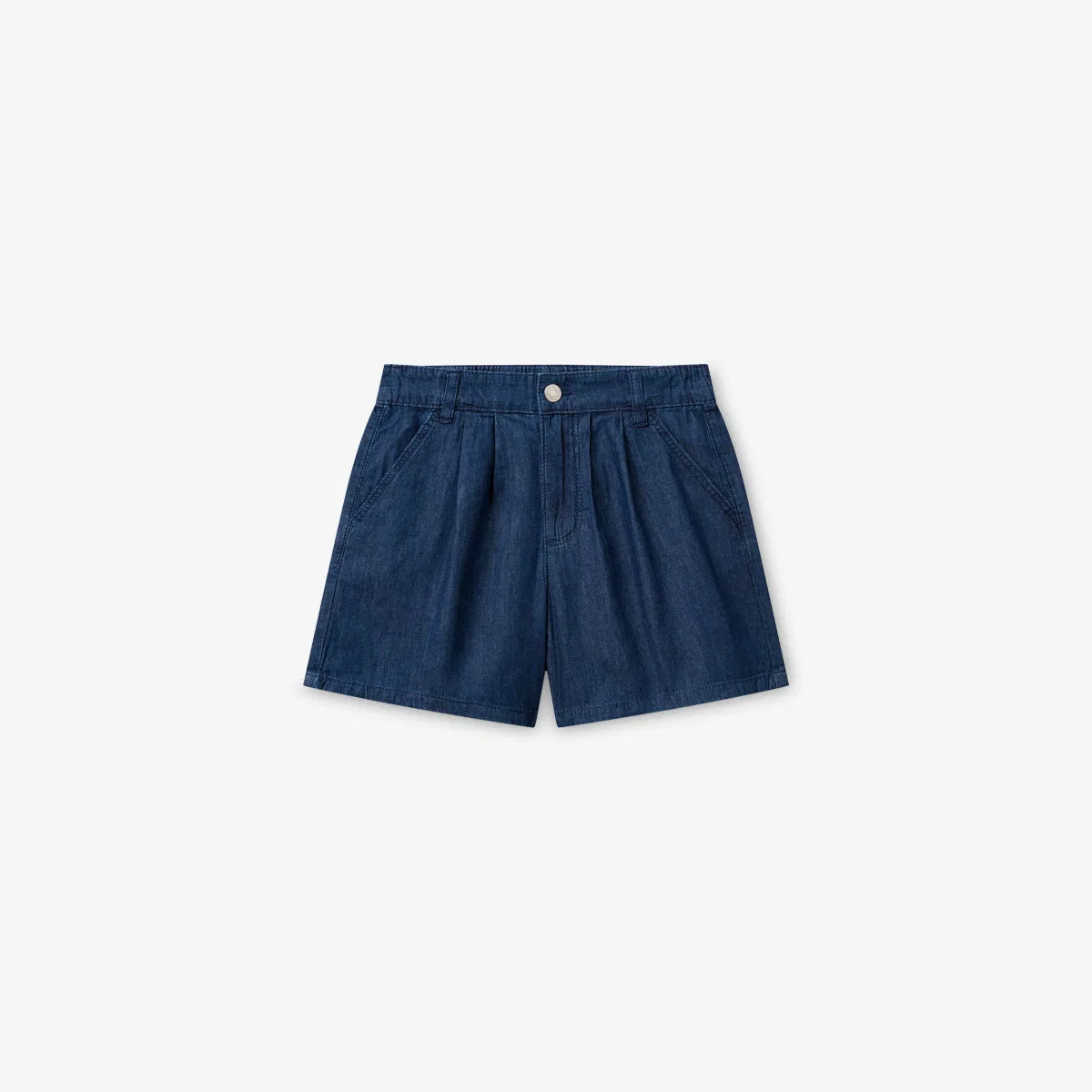 Хлопковые шорты из шамбре, 6-14 лет Benetton, темно-синий